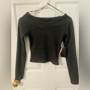 Iris Charcoal Off-Shoulder Sweater